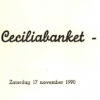 Menukaarten voor de St Ceciliafeesten van de Harmonie "Door strijd naar kunst" doorheen de jaren 1971-1995