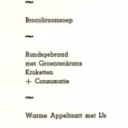 Menukaarten voor de St Ceciliafeesten van de Harmonie "Door strijd naar kunst" doorheen de jaren 1971-1995