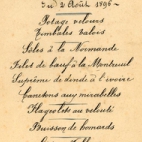 Franstalige menukaart 1896