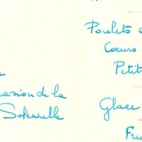 Franstalige menukaart Plechtige Communie 1956