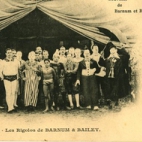 Postkaart met de komieken van het Barnum en Bailey circus